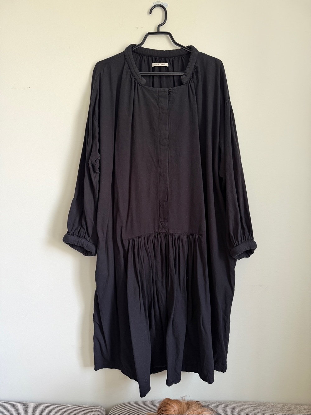 Black crane Women’s Black Dress loose
